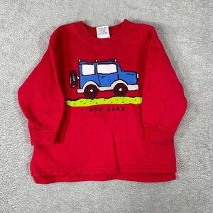 Mulberry Bush Sweatshirt Toddler Boys 24M Red Off Road Truck Graphic Vintage 90s